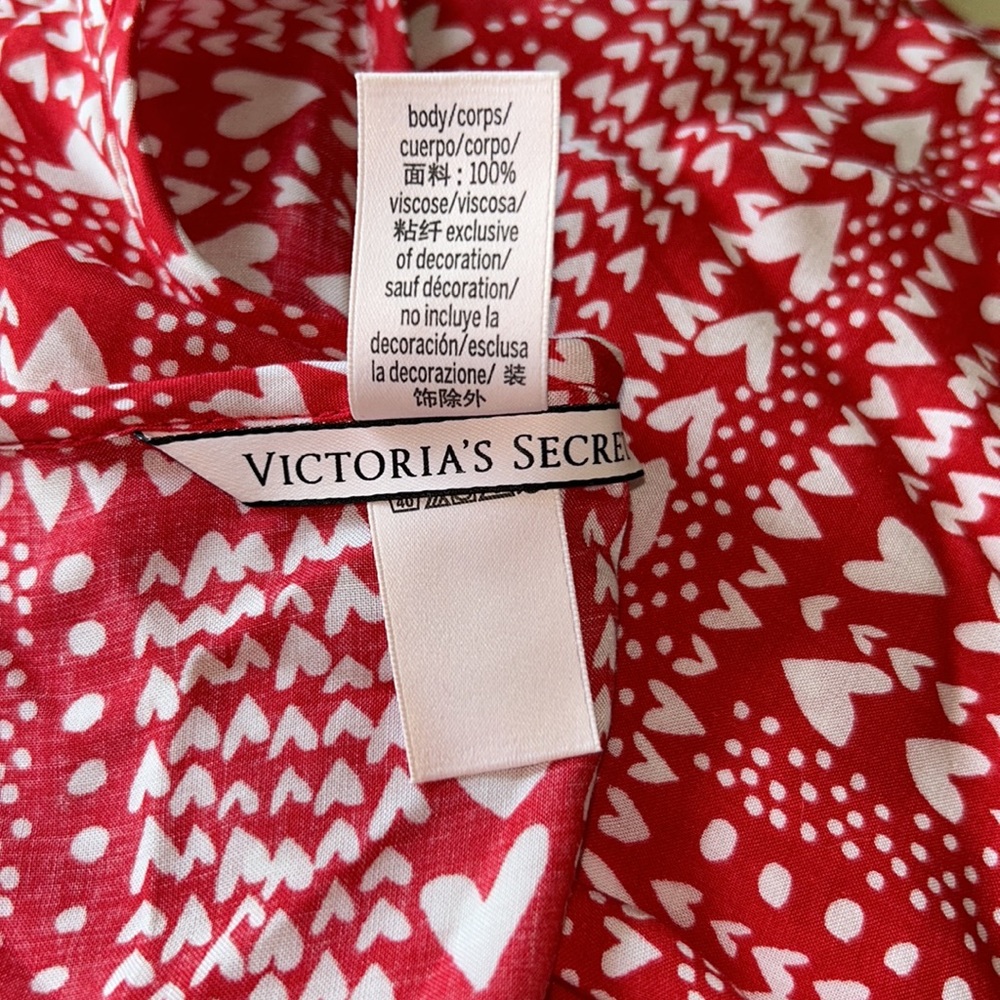 Victoria’s Secret Hearts Short Sleeve Kimono Tie Front Robe - Picture 7 of 7